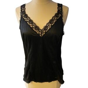 Vintage Elegant Black Lace Trim Camisole